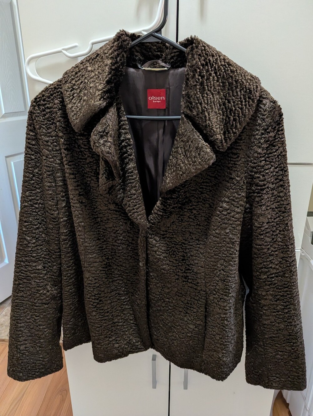 Olsen Dark Brown Faux Curly Teddy Jacket